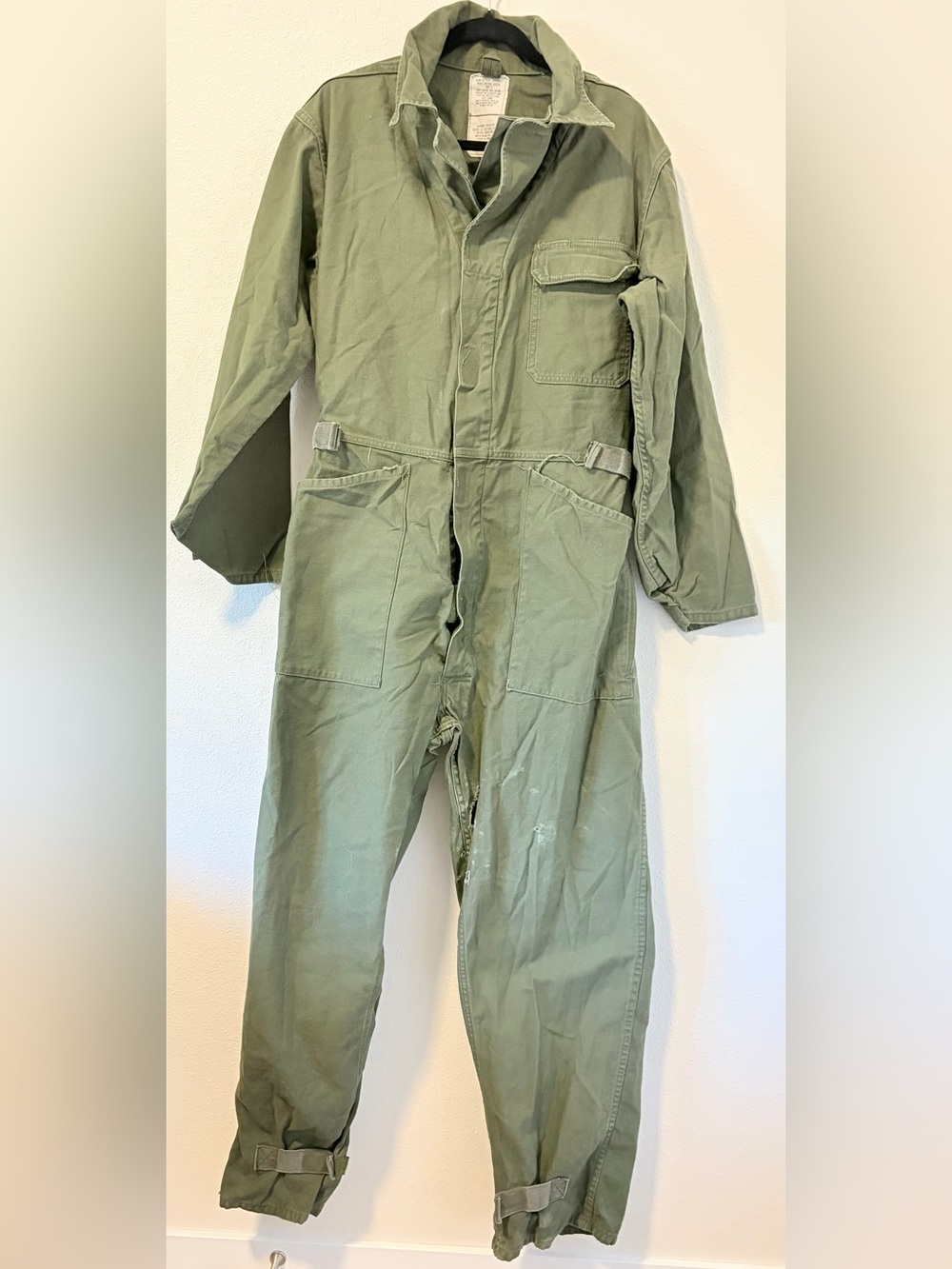 Vintage US Military Coveralls LRG OSFM Cotton Sateen OG-107 Jumpsuit Distressed